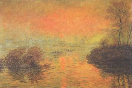 Claude Monet Sunset at Lavacourt